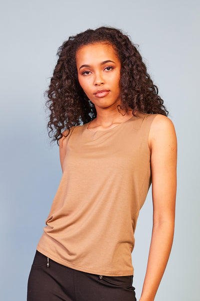 Alessia Sleevless Top - Brown