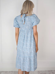 Tia Blue Floral Midi Dress