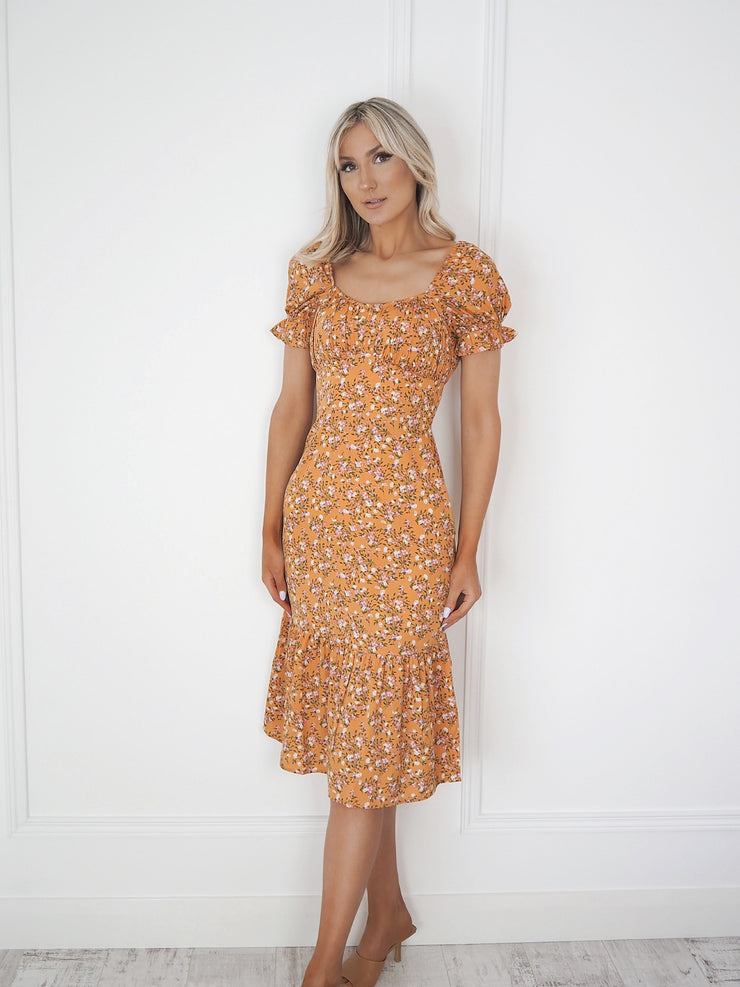 Heather Ditsy Floral Print Midi Dress