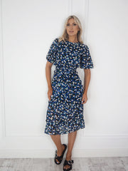 Tata  Floral Print Midi Dress - Blue