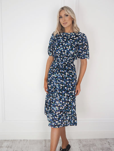 Tata  Floral Print Midi Dress - Blue