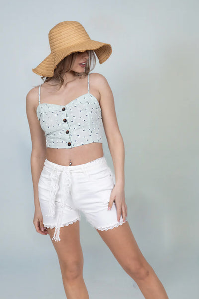 Mariana Button Front Crop Top