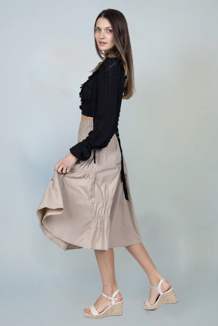 Rosetta Gathered Detail Skirt - Camel