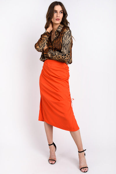 Tania  Ruched Midi Skirt