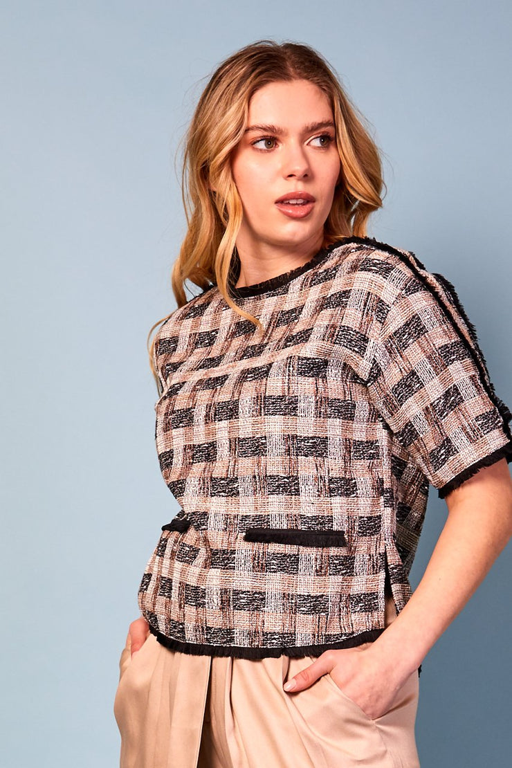 Elisa Geometric Black and White Top