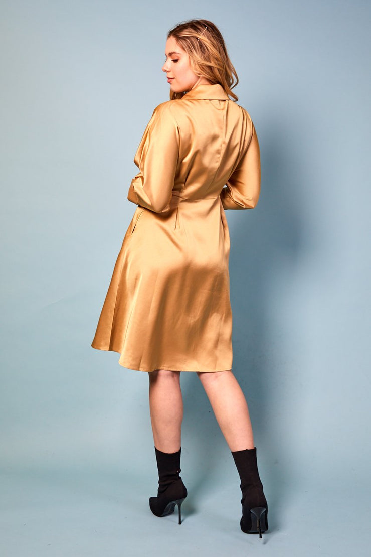 Anabella Satin Gold Dress