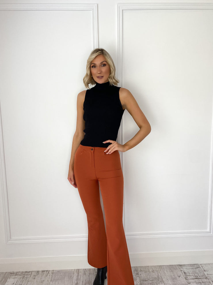 Gina Flare Trousers in Rust