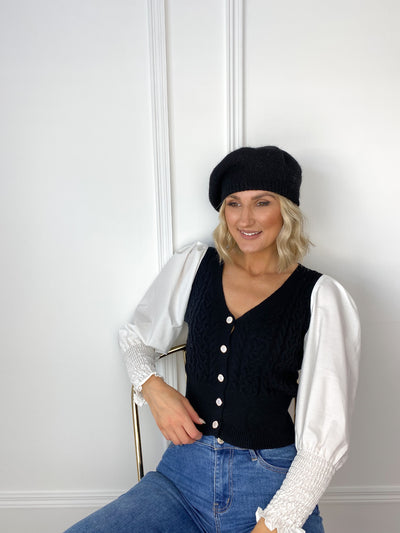 Black Wool Barret