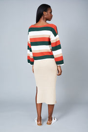 Yasmin  Multi Stripe Crochet Knitted Boxy Top