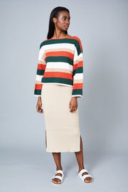 Yasmin  Multi Stripe Crochet Knitted Boxy Top