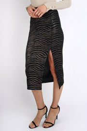 Zebra Shimmer Midi Skirt